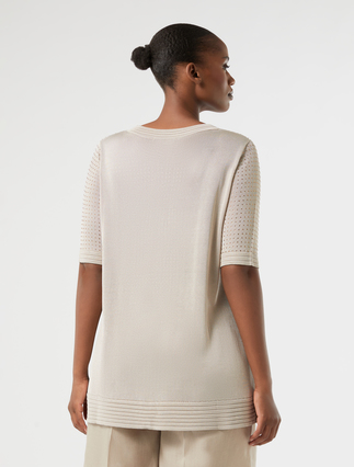 Rhinestone-adorned viscose sweater - BEIGE - Marina Rinaldi - 4