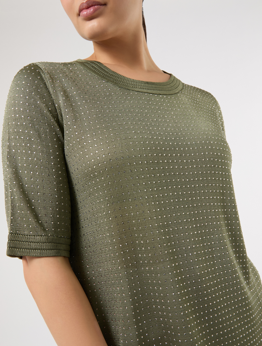 Rhinestone-adorned viscose sweater - KAKI - Marina Rinaldi - 5