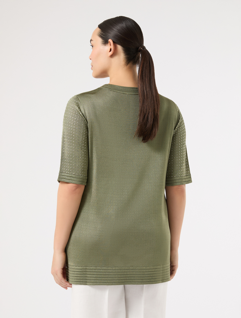 Rhinestone-adorned viscose sweater - KAKI - Marina Rinaldi - 4