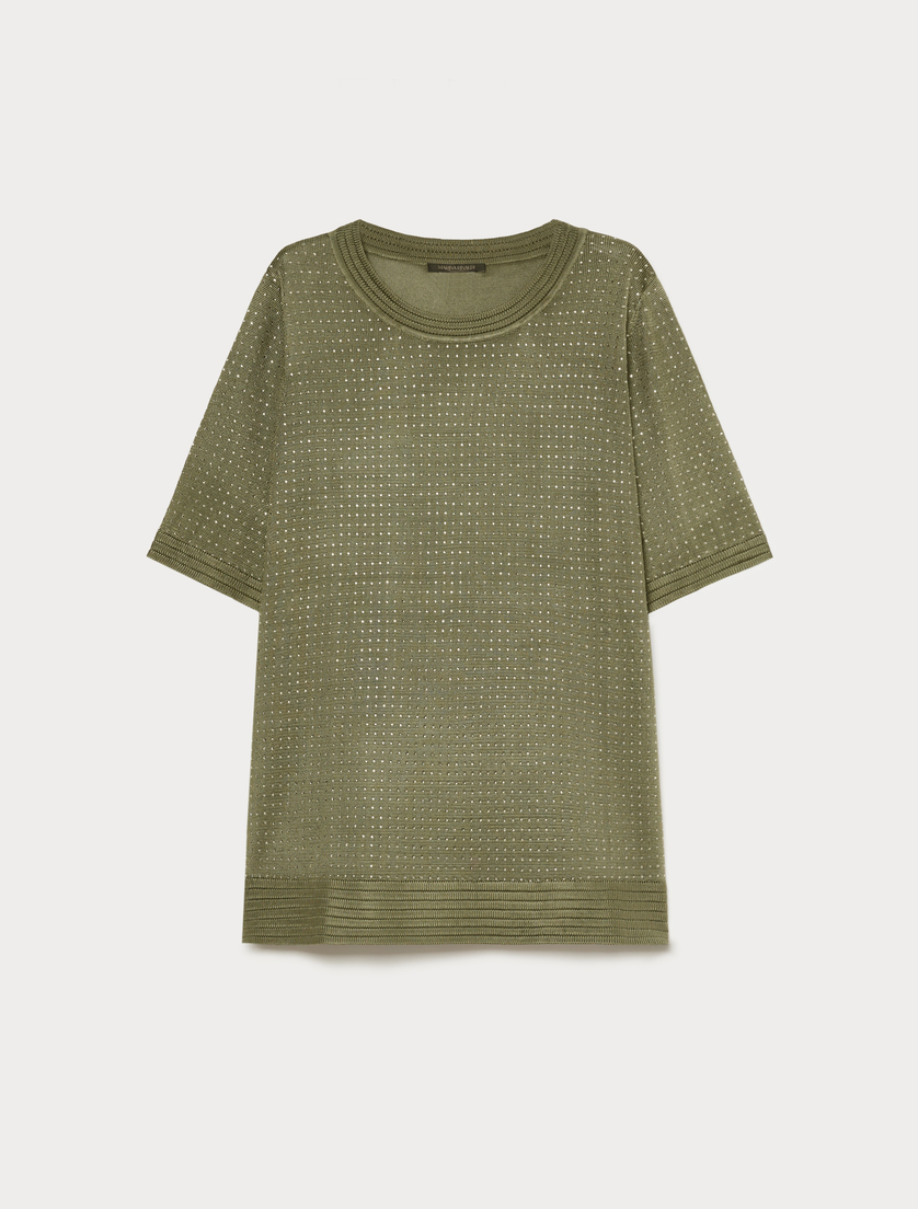 Rhinestone-adorned viscose sweater - KAKI - Marina Rinaldi