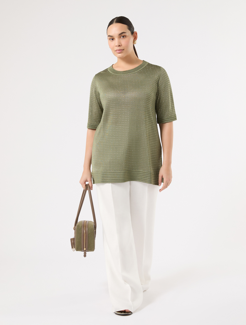 Rhinestone-adorned viscose sweater - Marina Rinaldi