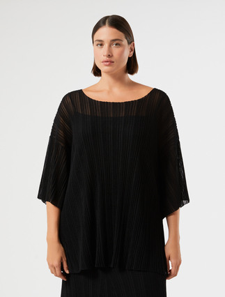Viscose crepe sweater - BLACK
