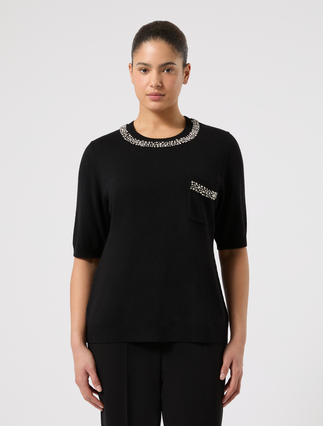 Maglia in seta e cachemire - NERO