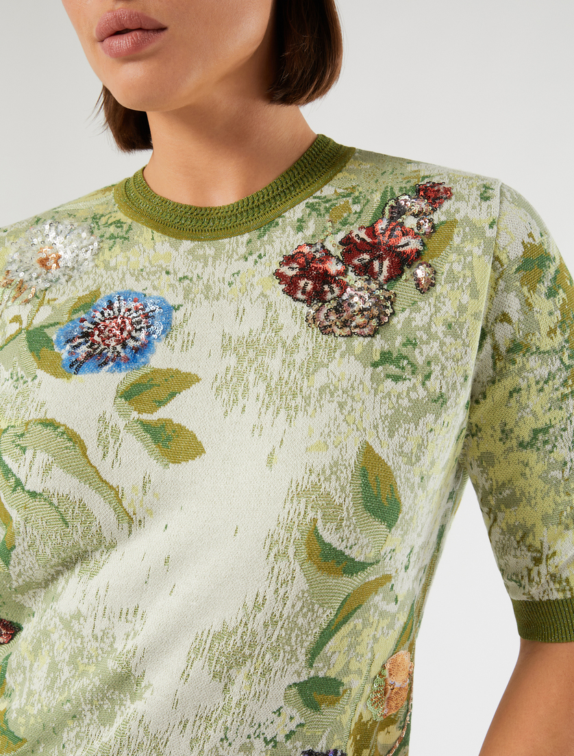 Embroidered jacquard sweater - WHITE - Marina Rinaldi - 5