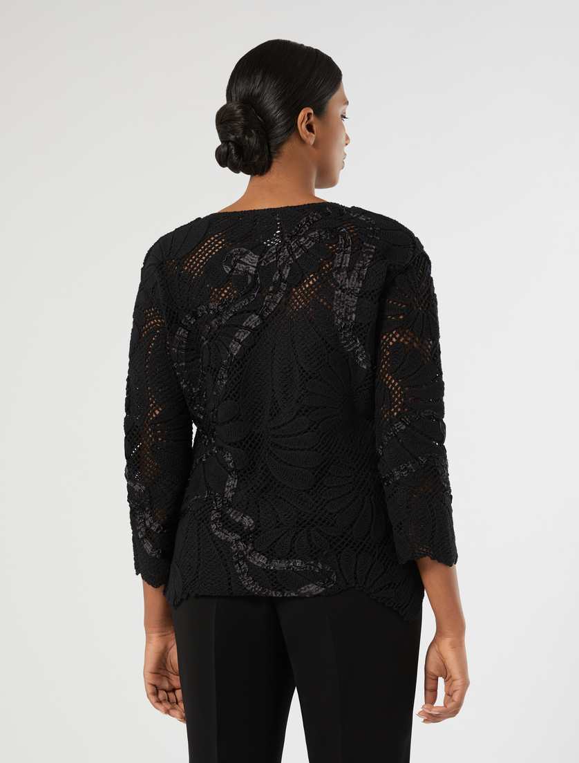 Strickpullover aus Baumwollmischgewebe mit Stickerei - SCHWARZ - Marina Rinaldi - 4