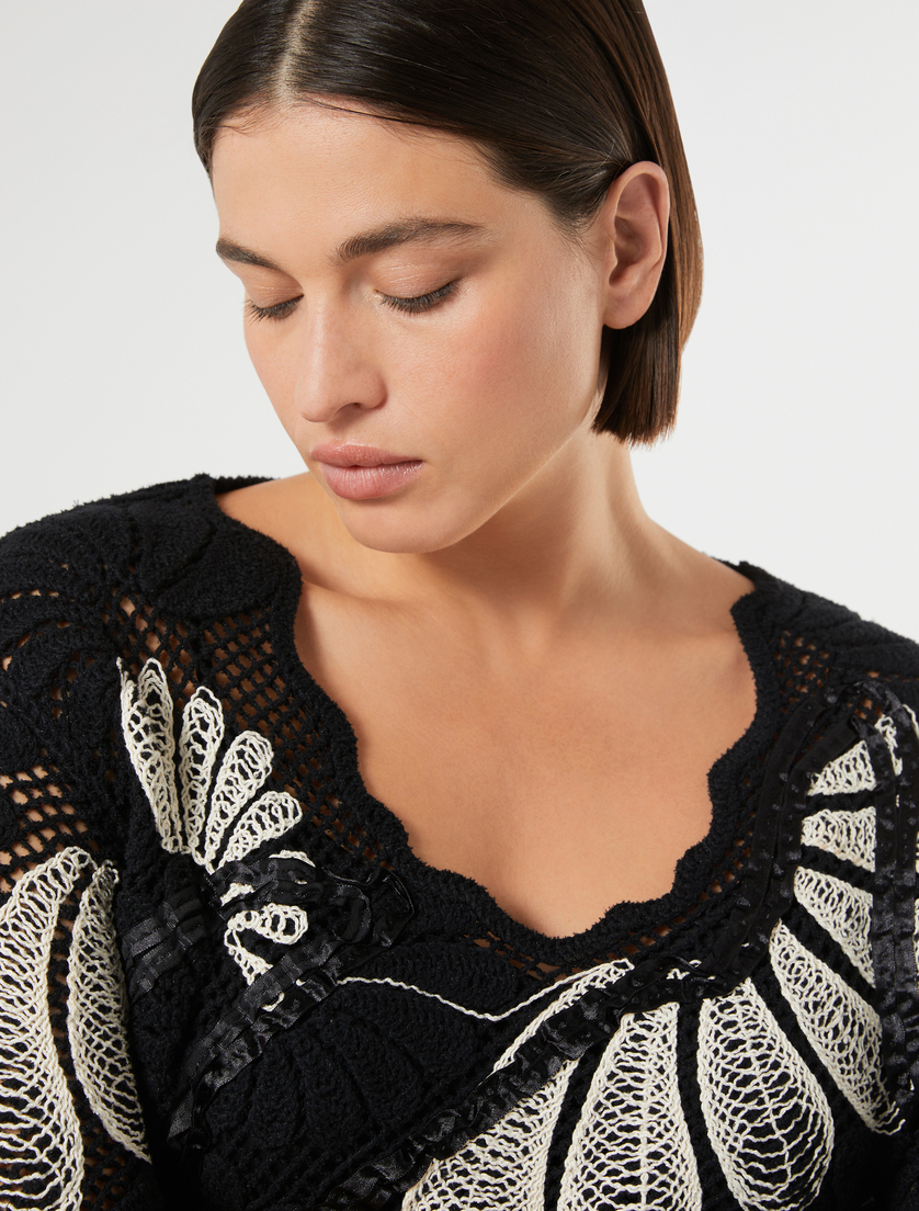 Embroidered cotton-blend sweater - IVORY - Marina Rinaldi - 5