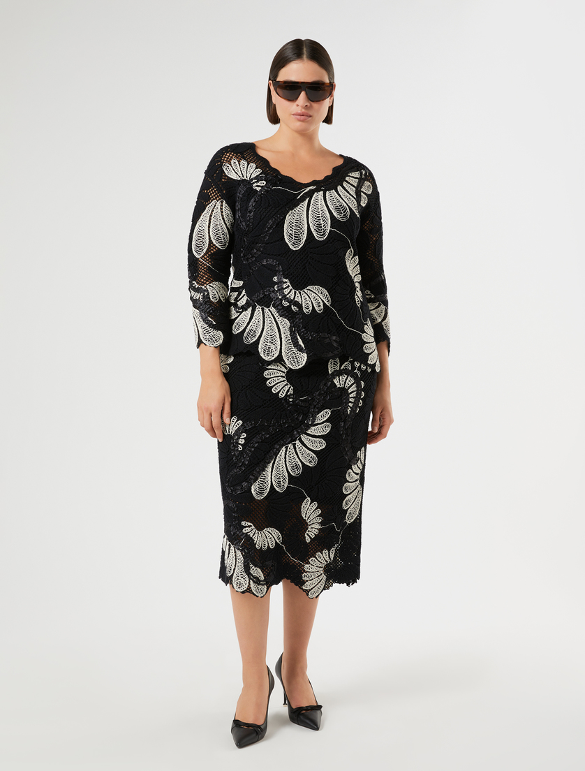 Embroidered cotton-blend sweater - IVORY - Marina Rinaldi - 2