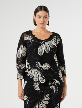 Embroidered cotton-blend sweater - IVORY