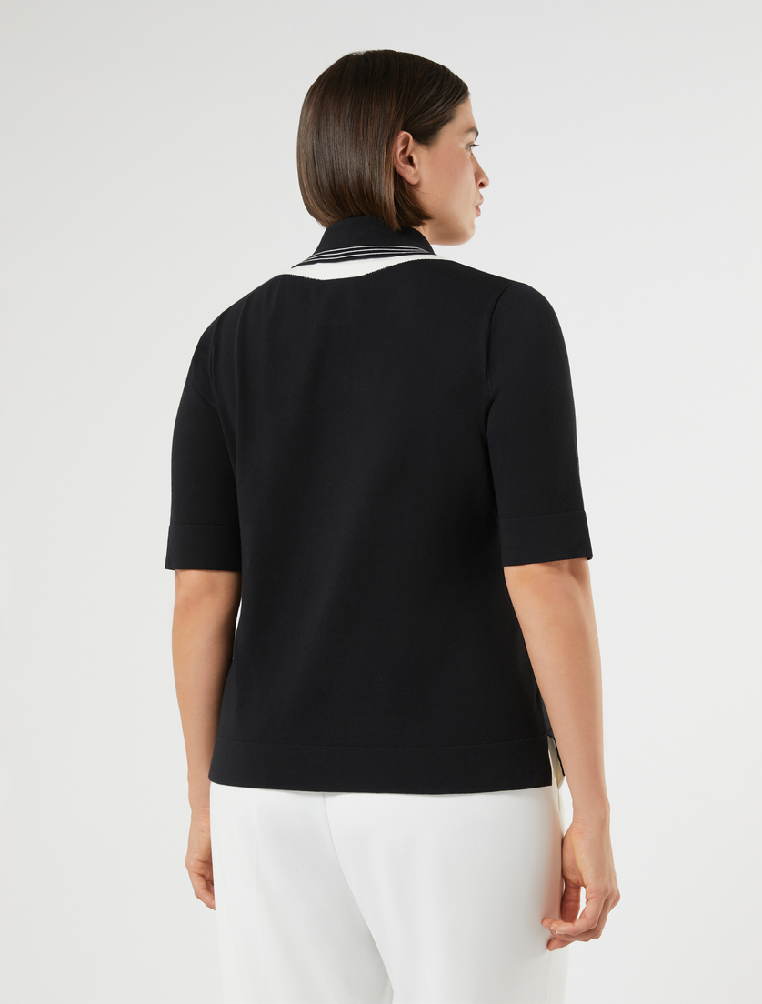 Pull en crêpe de coton - NOIR - Marina Rinaldi - 4