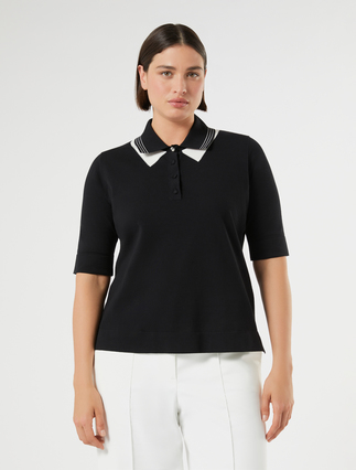 Cotton crepe sweater - BLACK - Marina Rinaldi - 3