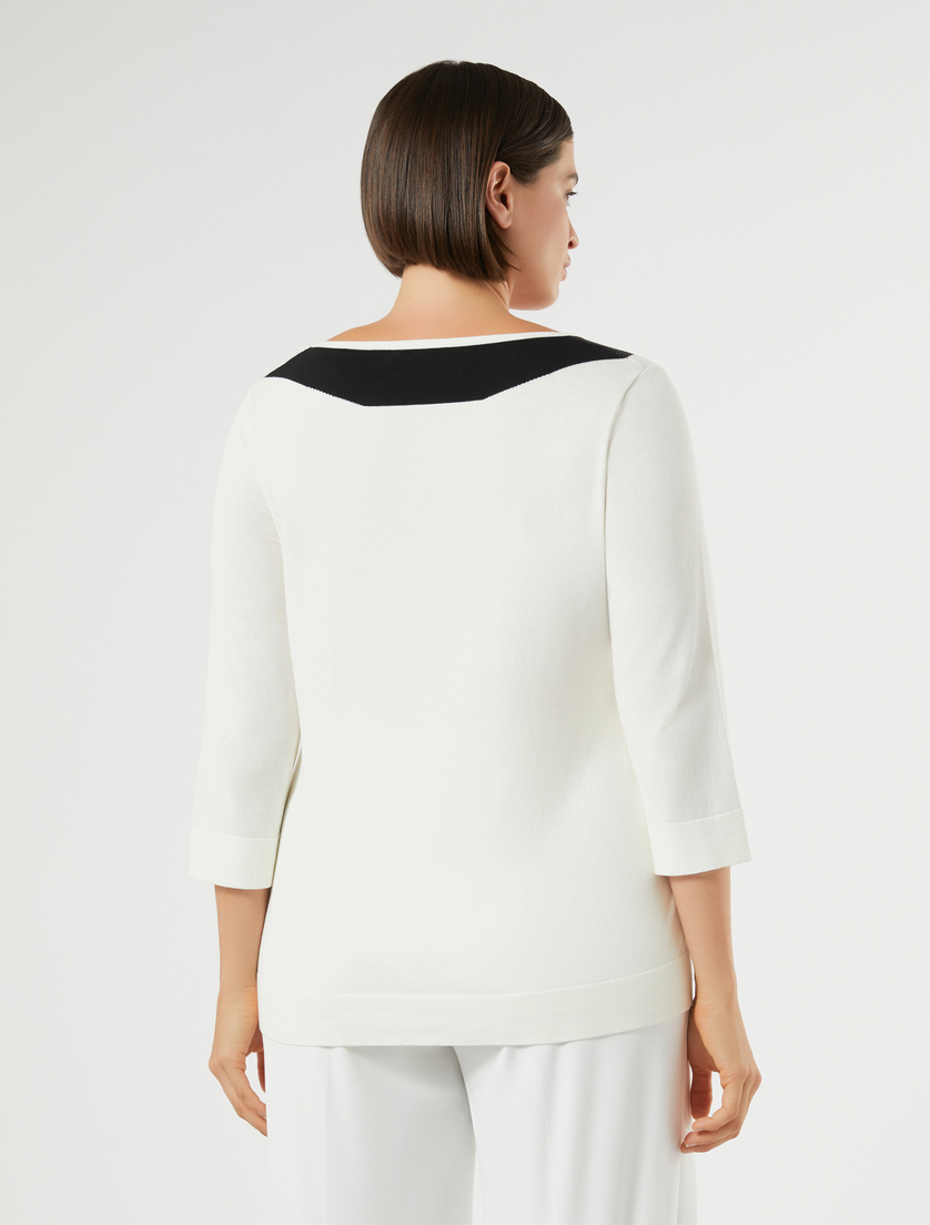 Cotton crepe sweater - WHITE - Marina Rinaldi - 4