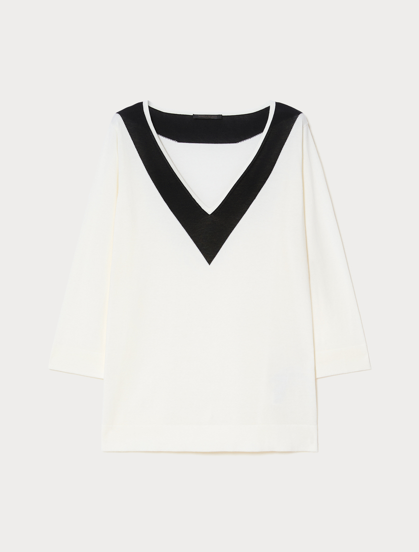 Cotton crepe sweater - WHITE - Marina Rinaldi