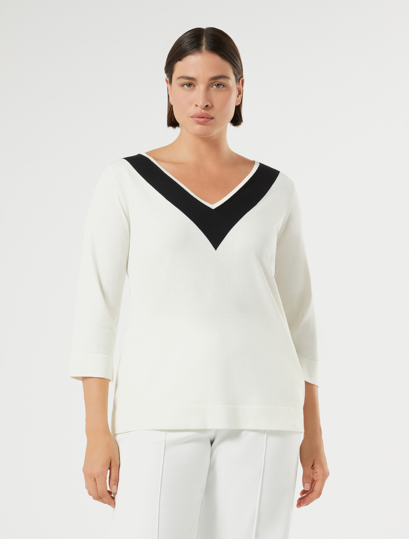 Cotton crepe sweater - WHITE - Marina Rinaldi - 3