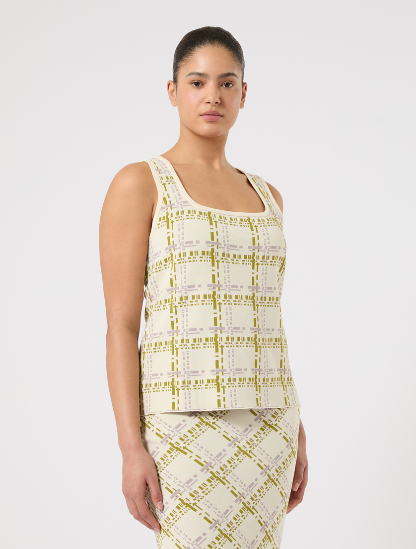 Cardigan e canotta in viscosa jacquard - BIANCO AVORIO - Marina Rinaldi - 5