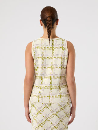 Jacquard viscose cardigan and vest top - IVORY - Marina Rinaldi - 6