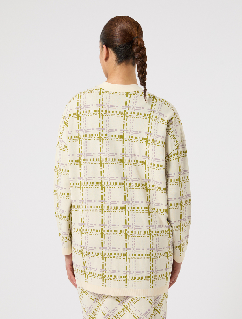 Cardigan e canotta in viscosa jacquard - BIANCO AVORIO - Marina Rinaldi - 4