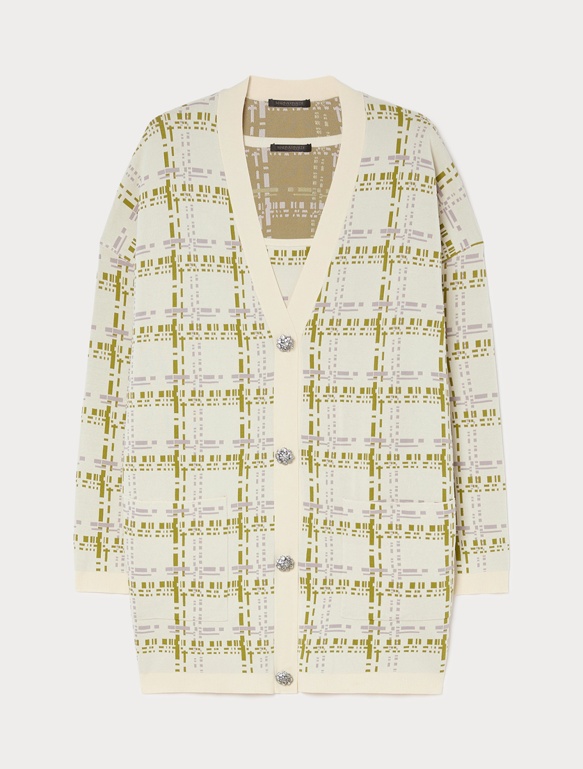Cardigan e canotta in viscosa jacquard - BIANCO AVORIO - Marina Rinaldi