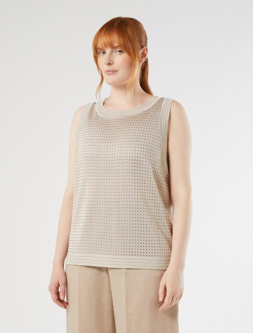 Cardigan und Oberteil aus Strick mit Strass - BEIGE - Marina Rinaldi - 5