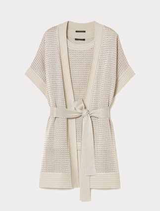 Rhinestone-adorned knitted cardigan and top - Marina Rinaldi
