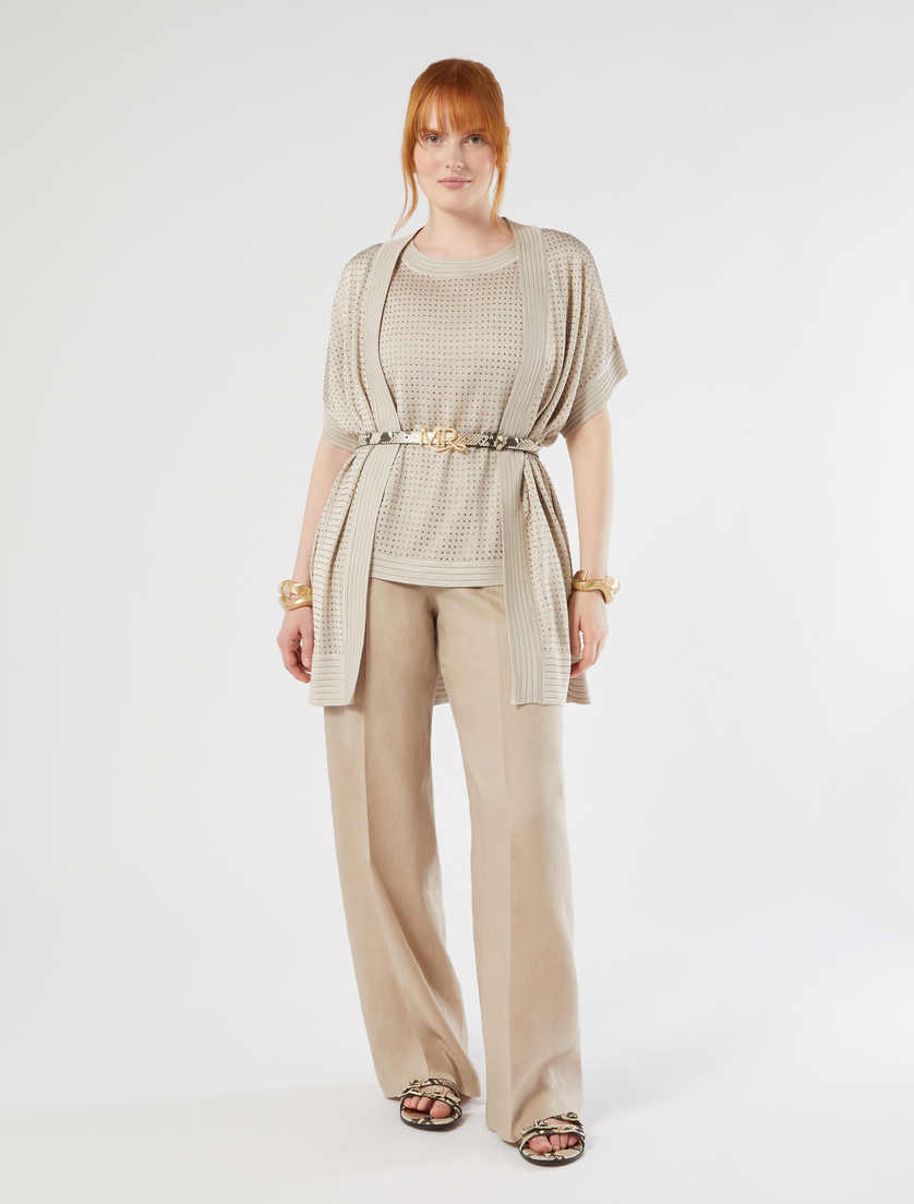 Cardigan und Oberteil aus Strick mit Strass - BEIGE - Marina Rinaldi - 2