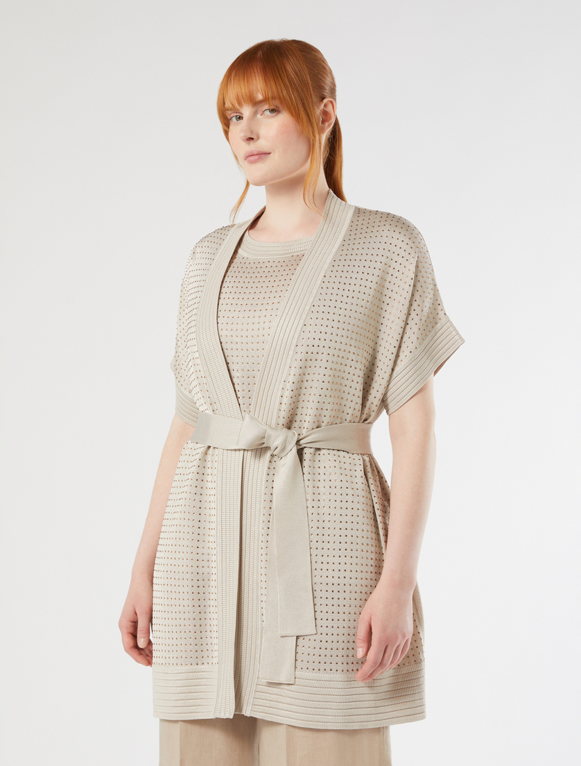 Cardigan und Oberteil aus Strick mit Strass - BEIGE - Marina Rinaldi - 3