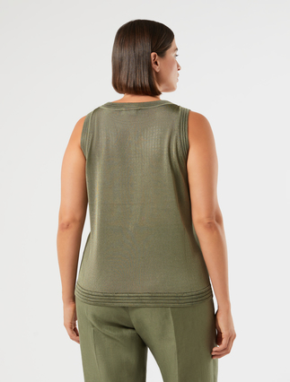 Rhinestone-adorned knitted cardigan and top - KAKI - Marina Rinaldi - 6