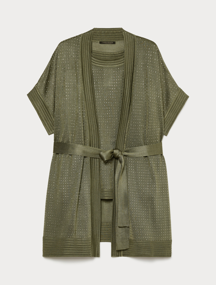 Cardigan e top in maglia con strass - KHAKI - Marina Rinaldi