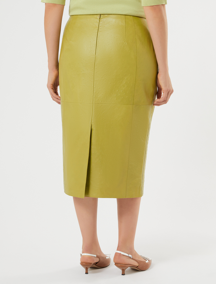 Nappa leather skirt - OLIVE GREEN - Marina Rinaldi - 4