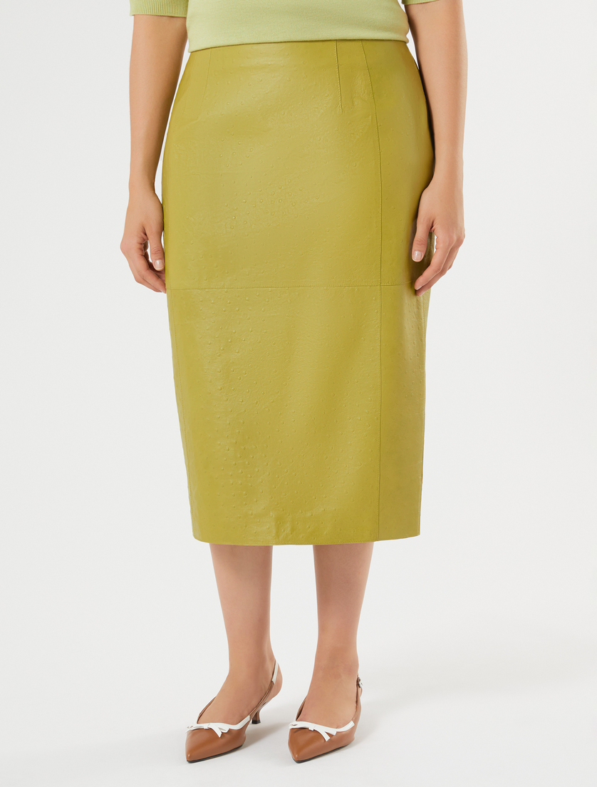 Nappa leather skirt - OLIVE GREEN - Marina Rinaldi - 3