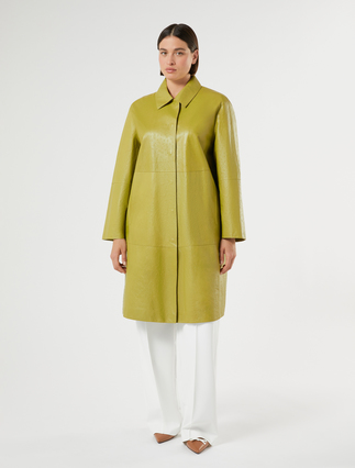 Nappa leather duster coat - OLIVE GREEN
