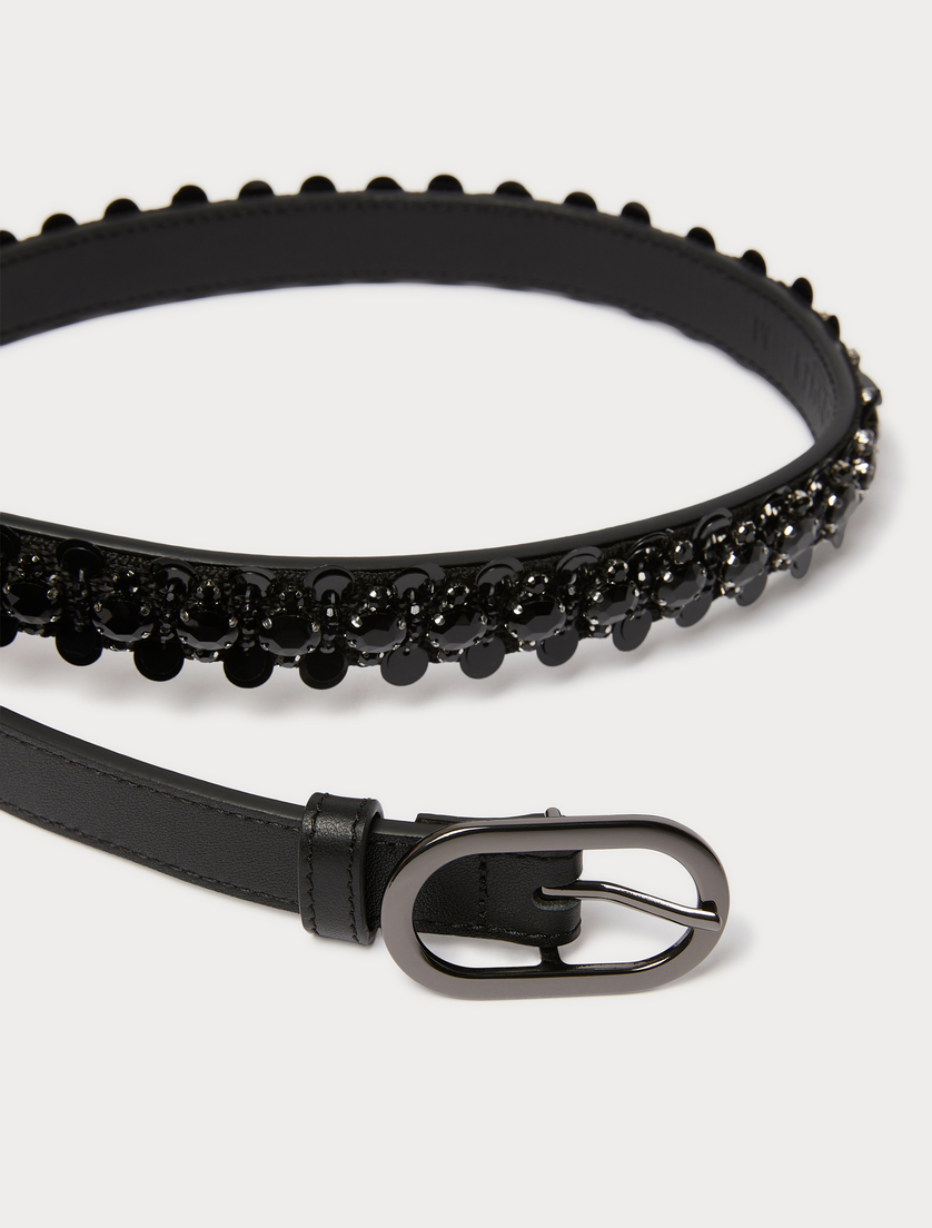Ceinture en cuir avec broderie - NOIR - Marina Rinaldi - 2