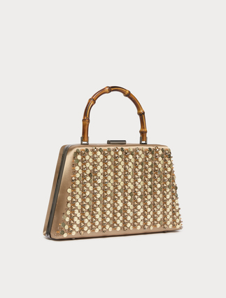 Satin clutch bag with embroidered detail - CAMEL - Marina Rinaldi - 2
