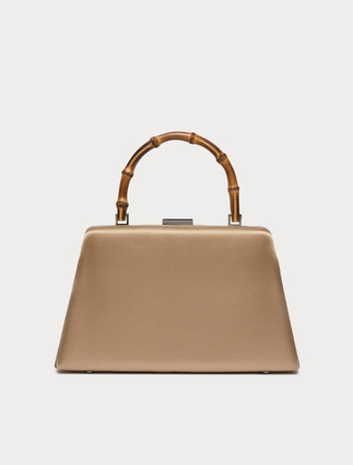 Satin clutch bag with embroidered detail - CAMEL - Marina Rinaldi - 3