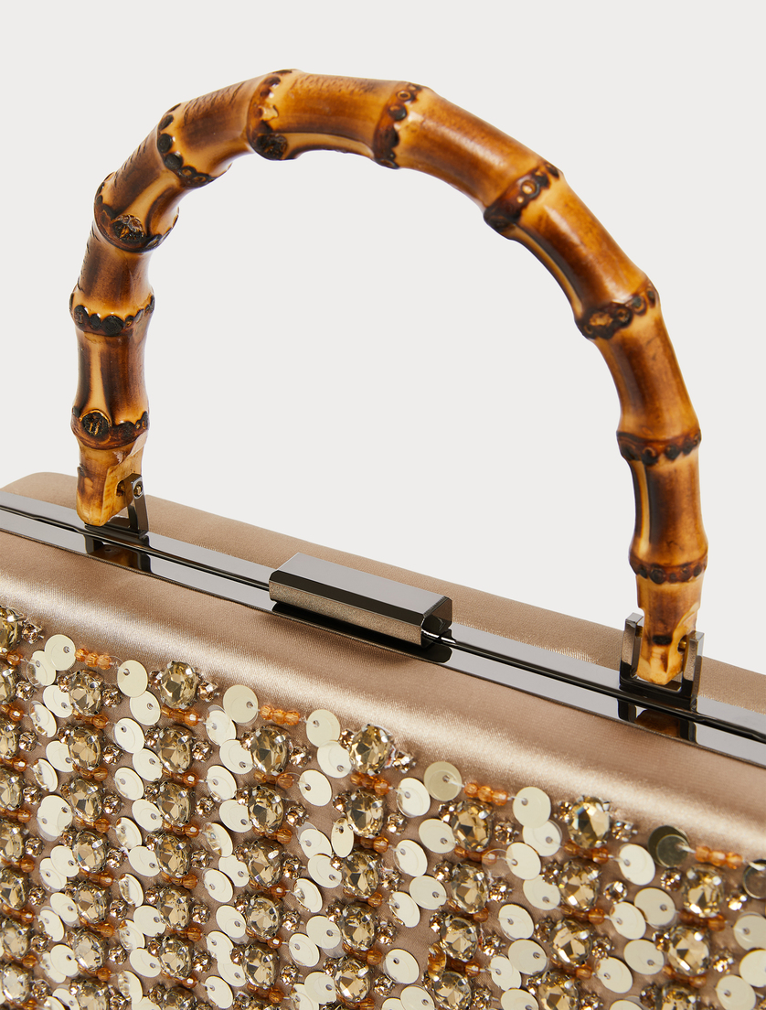 Clutch aus Satin mit Stickerei - KAMEL - Marina Rinaldi - 4