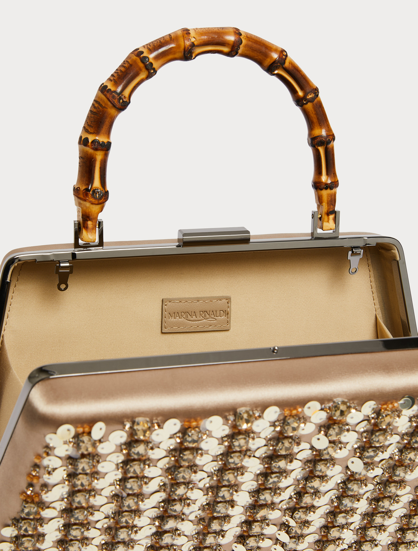 Clutch aus Satin mit Stickerei - KAMEL - Marina Rinaldi - 5