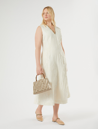 Satin clutch bag with embroidered detail - CAMEL - Marina Rinaldi - 6