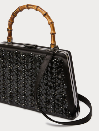 Satin clutch bag with embroidered detail - Marina Rinaldi