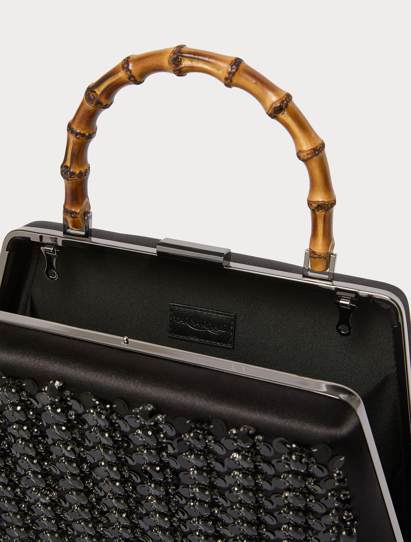 Satin clutch bag with embroidered detail - BLACK - Marina Rinaldi - 5