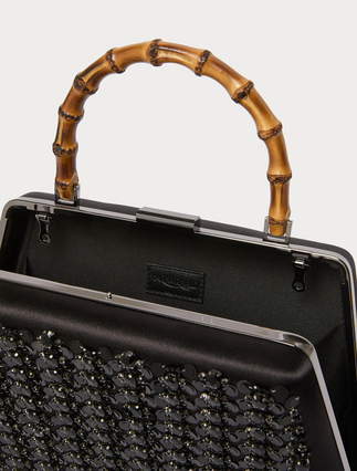 Satin clutch bag with embroidered detail - BLACK - Marina Rinaldi - 5