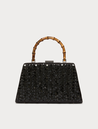 Satin clutch bag with embroidered detail - Marina Rinaldi