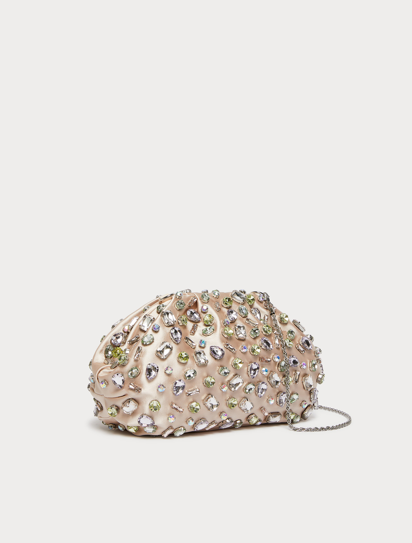 Cabochon-adorned satin bag - POWDER - Marina Rinaldi - 2