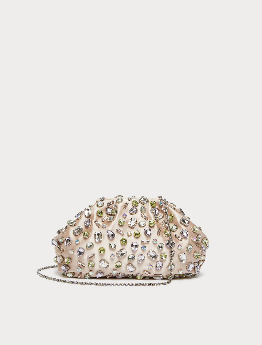 Cabochon-adorned satin bag - POWDER - Marina Rinaldi - 3