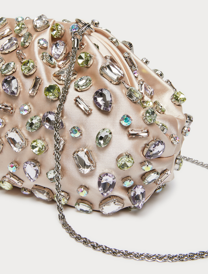 Cabochon-adorned satin bag - POWDER - Marina Rinaldi - 4