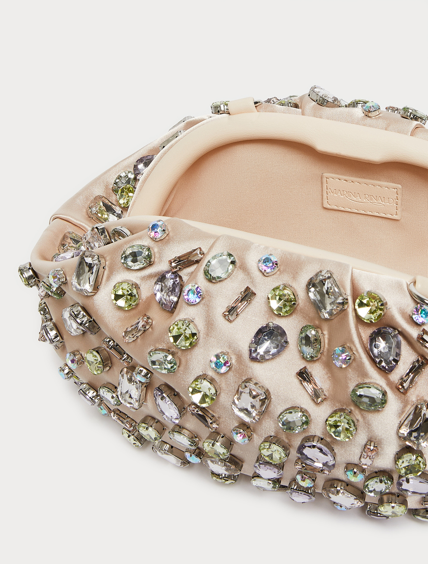 Cabochon-adorned satin bag - POWDER - Marina Rinaldi - 5