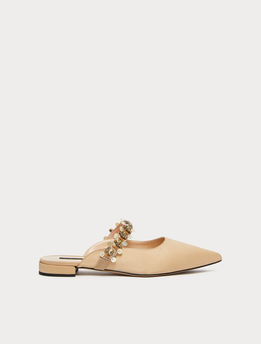 Pantoletten aus Satin - KAMEL - Marina Rinaldi