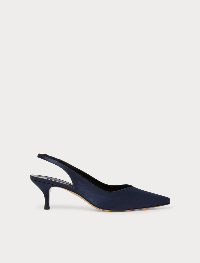 Escarpins sling back en satin - BLEU MARINE - Marina Rinaldi