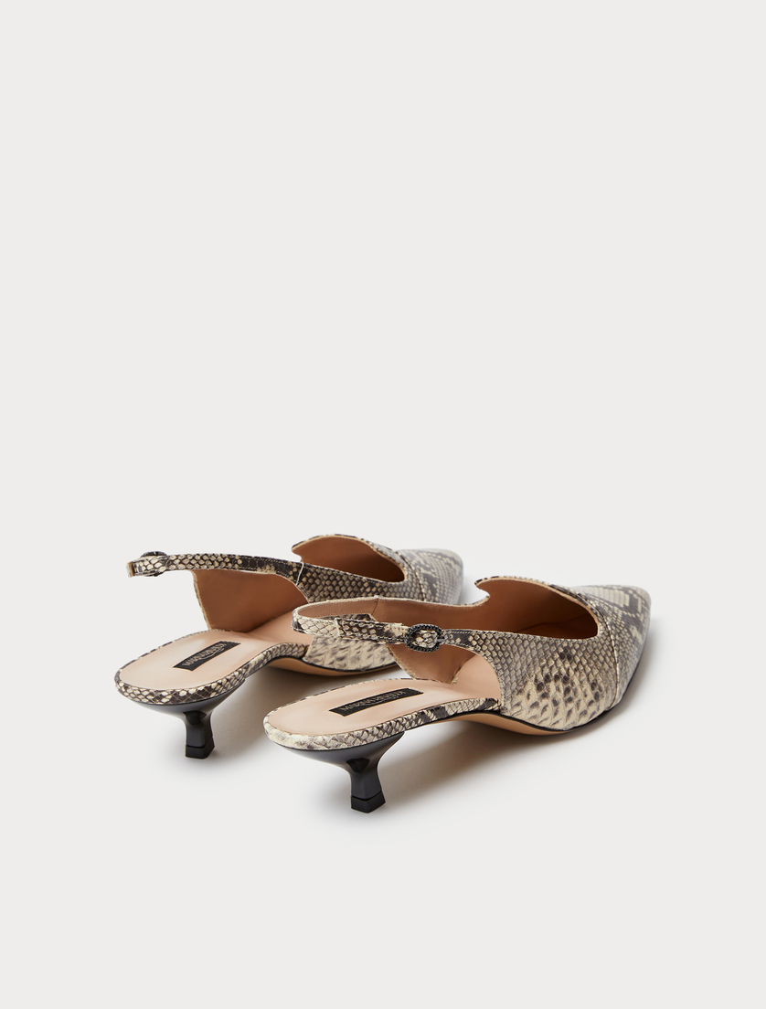 Sling-back court shoes in animal-print leather - NATURAL - Marina Rinaldi - 3