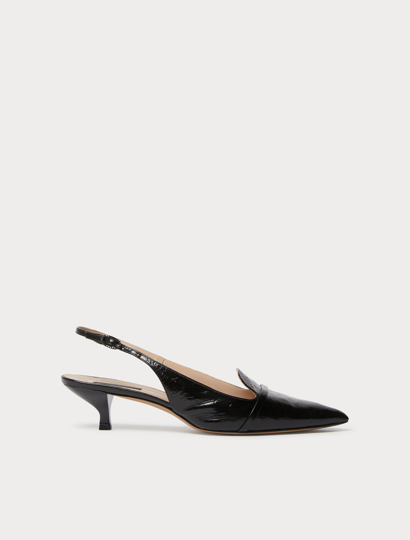 Sling-back court shoes in animal-print leather - BLACK - Marina Rinaldi