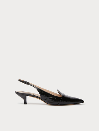 Sling-back court shoes in animal-print leather - BLACK