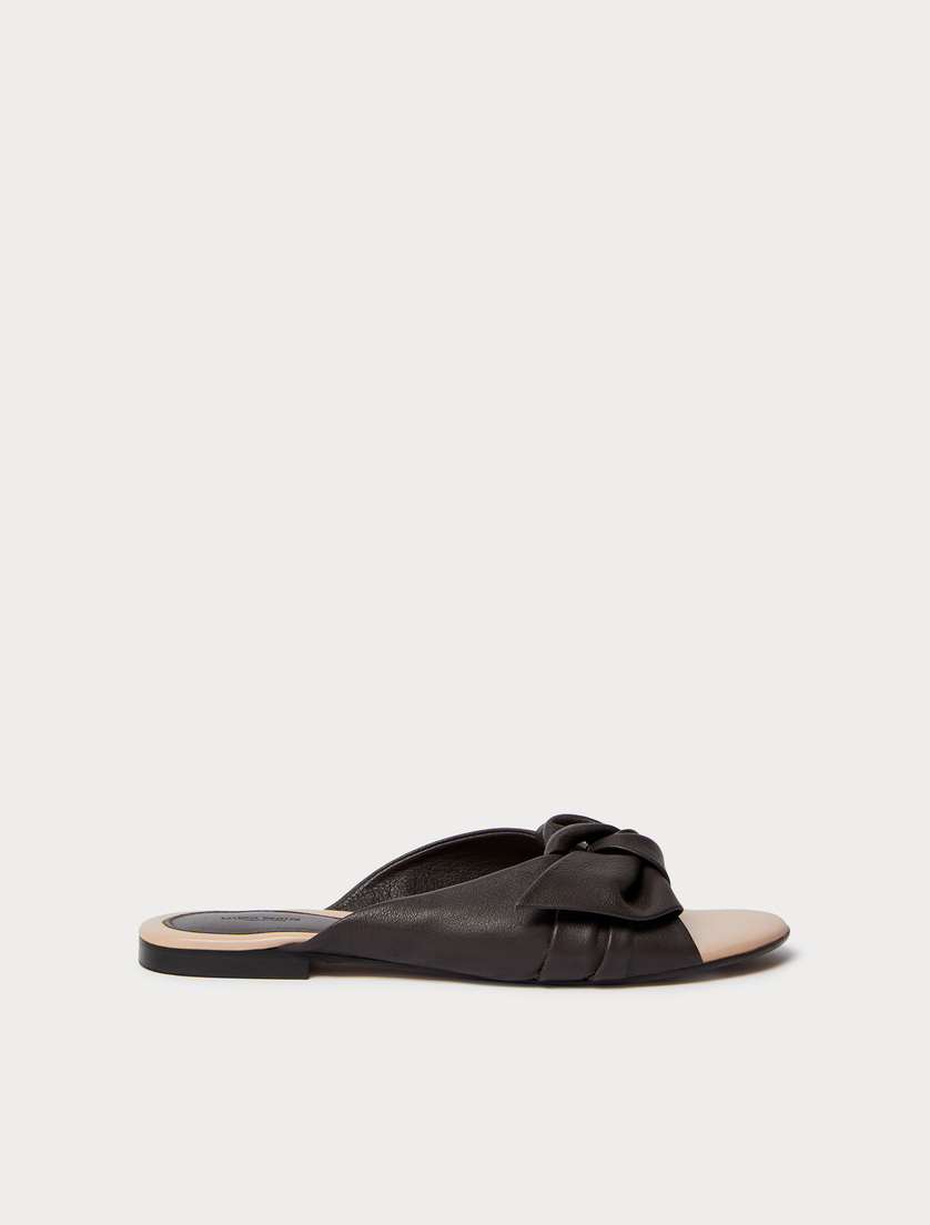 Leather mule sandals - DARK BROWN - Marina Rinaldi